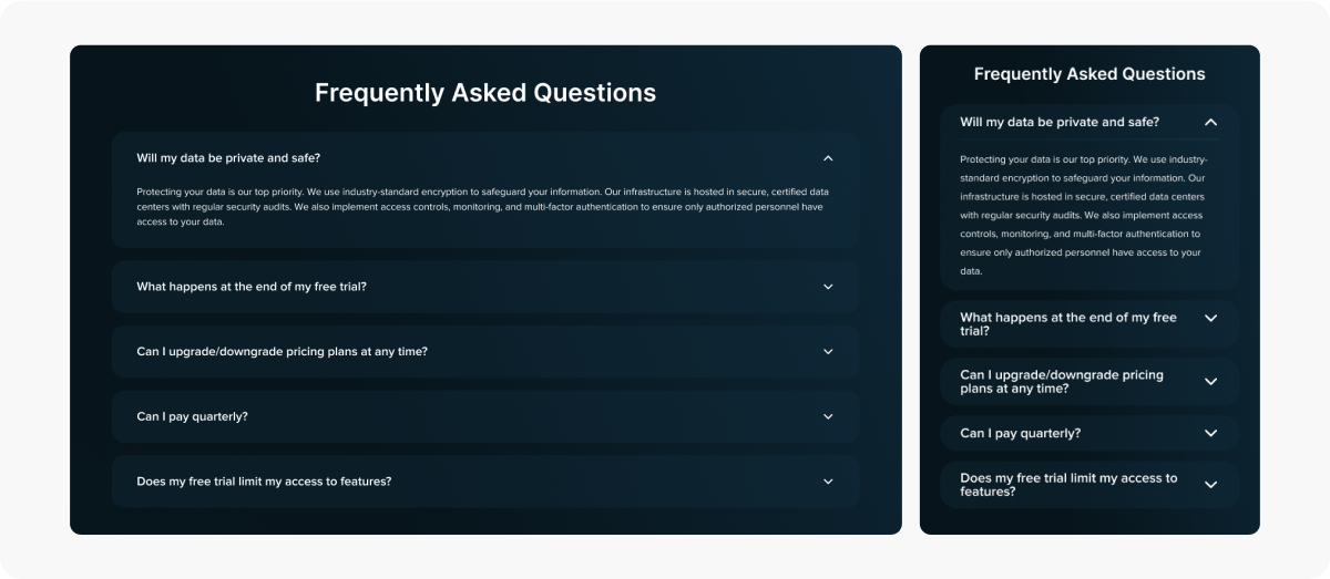 FAQ section